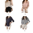 thumbnail image 4 of Sonducket Camisa a rayas Mujer Blusa de verano Cuello Suelta Top casual Prendas para la parte del cuerpo Azul oscuro 4XL, 4 of 8