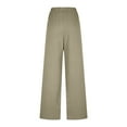 thumbnail image 6 of Lenpel Dress Pants for Women Trendy Elastic High Waisted Pull on Wide Leg Work Pants Business Casual Trousers with Pockets(Khaki,X-Large), 6 of 7