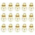 thumbnail image 1 of Unique Bargains Pendentifs Perles Factices 10 mm, Lot de 100 Perles Rondes Imitation Perle avec Strass, Beige Doré, 1 of 6