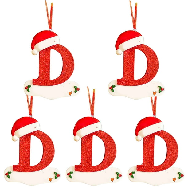 Fiudx Colgante de Letra Navideña, Diseño de Nombre Personalizado para Escribir, Decoración Navideña Acrílica Festiva para Árbol de Navidad, Regalo Significativo para Familiares y Amigos, Juego de 5 P