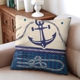 thumbnail image 4 of Set of 2 Navy Blue Nautical Throw Pillow Covers 16x16, Coastal Ocean Anchors Throw Pillow Cases, Decorative Linen Cushion Cases for Living Room Sofa Bed Couch, 4 of 7