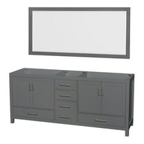 Wyndham Collection Sheffield 79" Mirror Wood Double Bathroom Vanity in Dark Gray