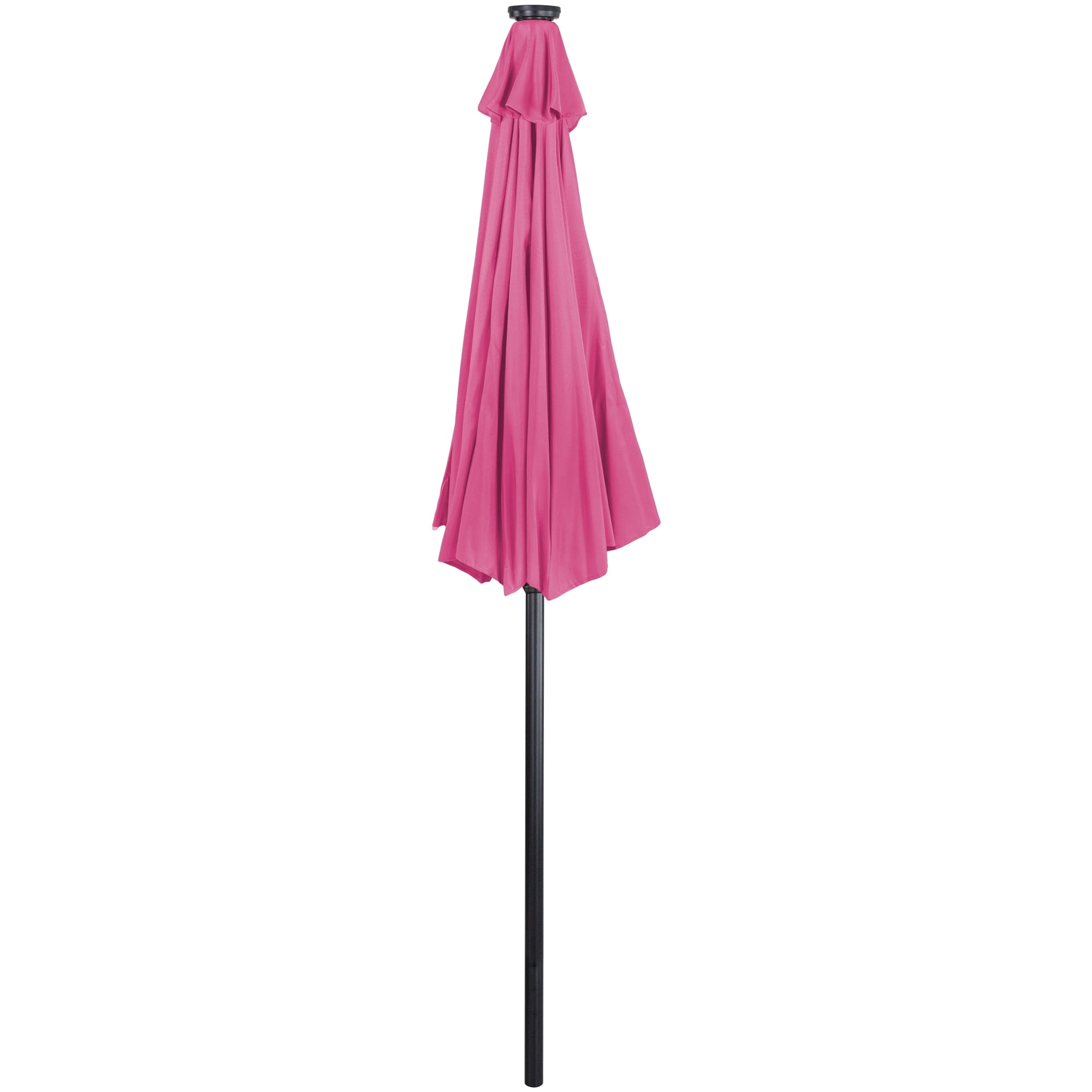 Northlight 9ft Solar Lighted Outdoor Patio Market Umbrella with Hand Crank and Tilt, Pink