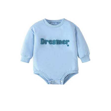 

Baby Sweatshirt Jumpsuit Fuzzy Letter Embroidery Long Sleeve Romper