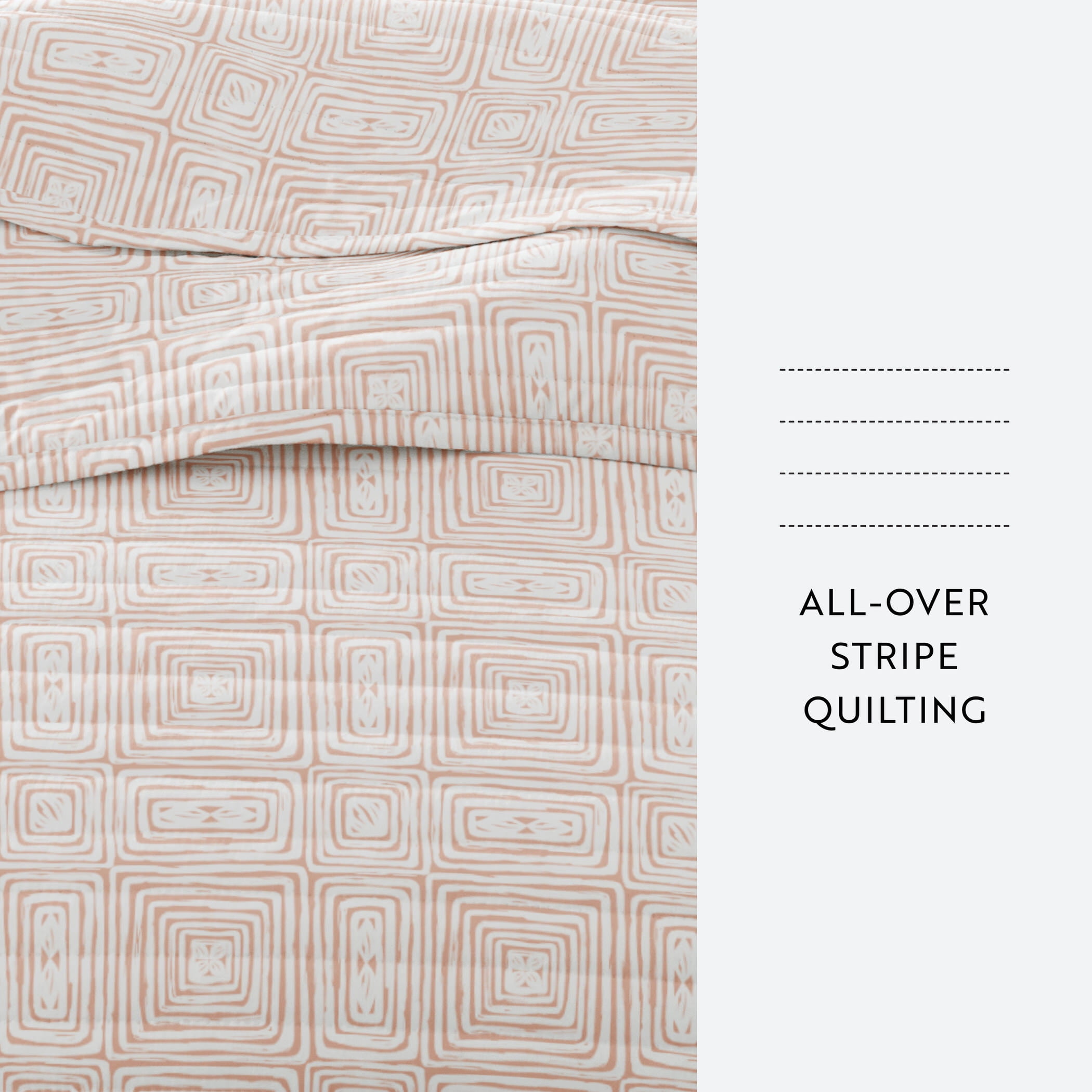Noble Linens 3-Piece Apricot Geometric Maze Pattern Quilt Set, Twin