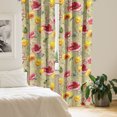 thumbnail image 2 of Ambesonne Spring Curtains, Flowers Butterfly Vintage, Pair of 28"x84", Pale Orange Grey Teal, 2 of 5