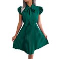 thumbnail image 1 of Bellella Robes Évasées pour Femmes, Robe Midi d'Été Sans Manches, Ourlet Plissé, Robe d'Été Aguichant Ligne A, Vert m, 1 of 4