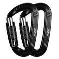 thumbnail image 1 of 2 Pcs Clips Mousqueton 12KN Clé de Verrouillage en D pour Camping Escalade Randonnée, 1 of 7