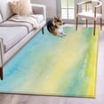 thumbnail image 5 of Area Rug 48×72in, Blue Green Gradient Background Floor Carpet Living Room Rug, Yellow Abstract Art Non-Slip Welcome Mat Indoor Rugs for Bedroom Dining Room, 5 of 9