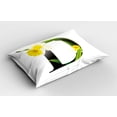 thumbnail image 2 of Ambesonne Letter D Pillow Sham 2 Pack, D Silhouette Daffodils, 36"x20", Yellow Green Black, 2 of 3