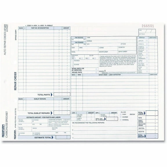Rediform  Repair Order Form 4P489