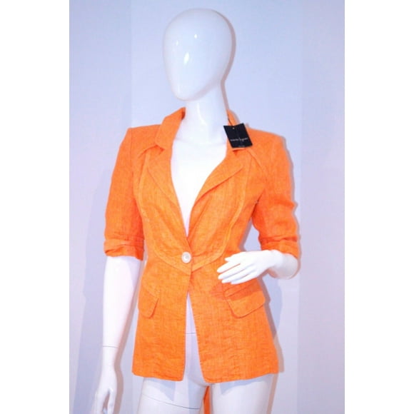 $478 NANETTE LEPORE Runaway ISLAND Orange SHERBET Woven JACKET Lace Up Back 2