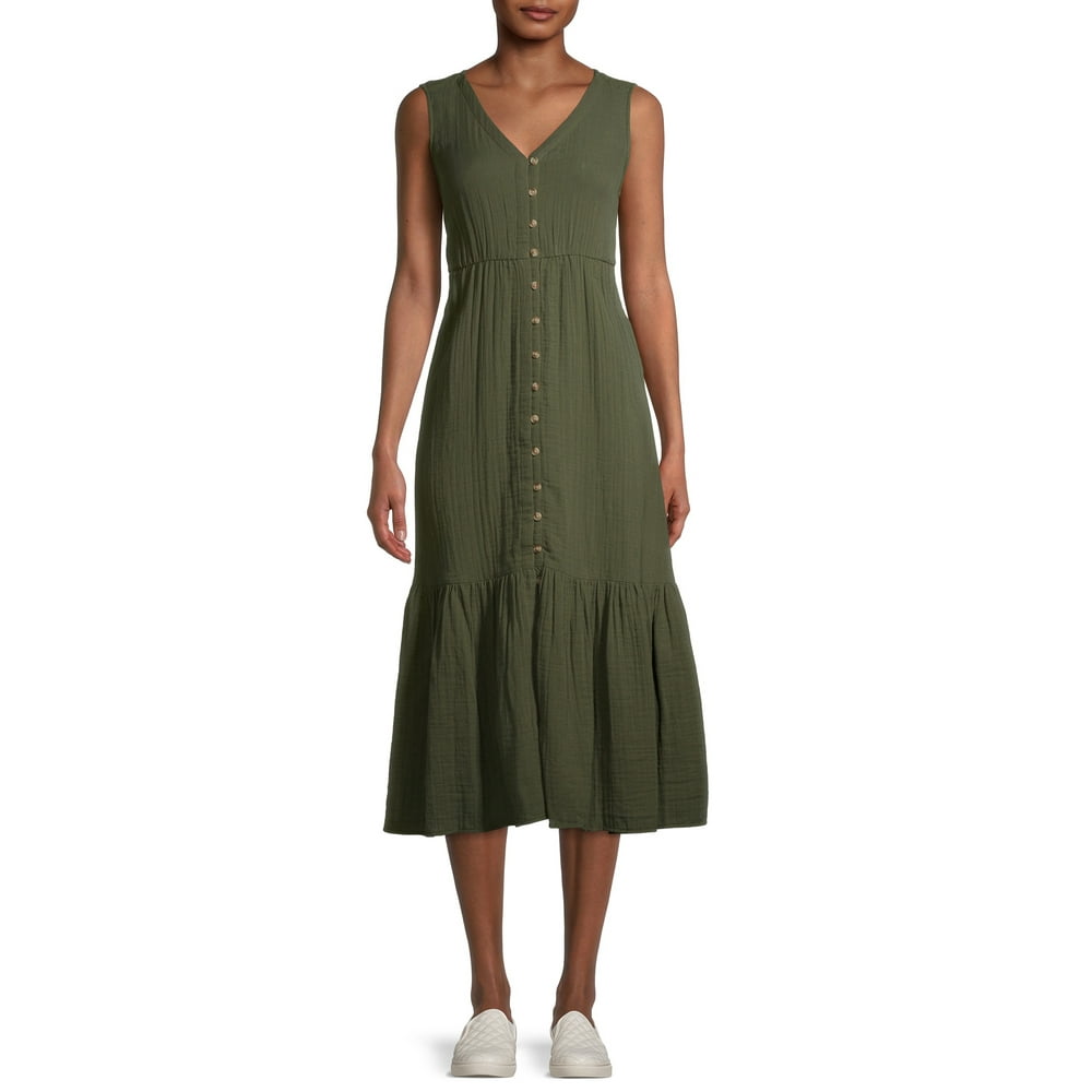 time and tru button front maxi