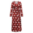 thumbnail image 5 of Hirigin Women's Christmas Dress, V-Neck Long Sleeve Waist Strappy Dress, 5 of 7
