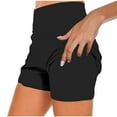 thumbnail image 2 of Kmdttou Flexible Training Shorts Solid Color 2-in-1 Shorts Sports Fitness Yoga Running Shorts Clothing on Clearance,Black M, 2 of 8