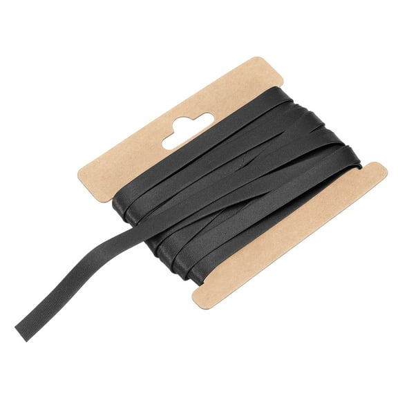 Uxcell Double Fold Bias Tape 1/3 Inch x 6 Yards Satin Pre-fold Tape Black