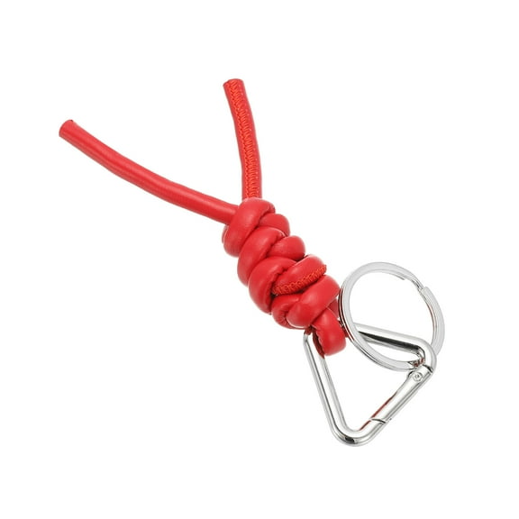 Uxcell PU Leather Keychain, 1 PCS Universal Car Keychain, Handmade Braided Cord Key Chain Holder with Removable Open Key Ring for Women and Men (Red)