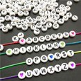 thumbnail image 2 of 100 Cuentas De Letras Acrílicas Redondas 26 Inglesas Pulsera Perlas Multicolor Melocotón En Forma De Corazón Para Bricolaje Collar Producción, 2 of 4