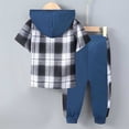 thumbnail image 6 of Agkizg Toddler Boys Clothing Set Hooded 2 Piece Set Short Sleeve Plaid Shirt Pants Set, 6 of 7