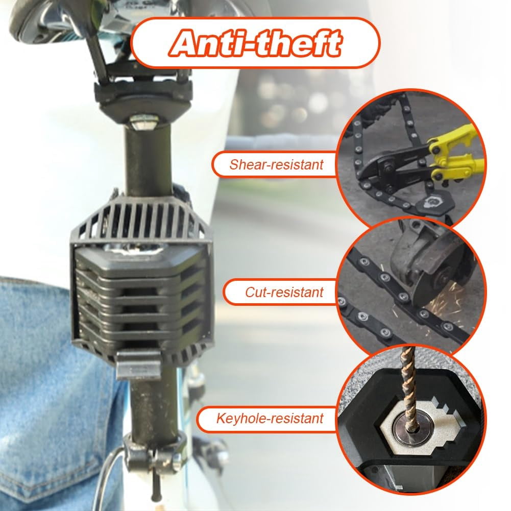 Titanguard Pro Bike Lock, Folding Bike Lock with 3 Keys, Duty Anti Theft Bicycle Lock with Hardened Steel Chain, Protective Sleeve, Weatherproof, Portable for Bikes, Motorcycle