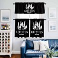 thumbnail image 2 of Kitchen Dinnerware Kitchen Curtains Valances and Tiers Set of 3 Knife And Fork Tableware Black Tier Curtains and Valance with Rod Pocket for Small Windows, 27.5"x36", 2 of 9