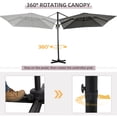 thumbnail image 3 of Parasol Déporté Carré 8 Pieds x 8 Pieds pour Patio, Parasol Extérieur en Aluminium Gris avec Rotation à 360°, 5 Angles Réglables et Inclinaison à Manivelle, Auvent Résistant aux UV pour Jardin, Cour Arrière, Piscine, 3 of 7