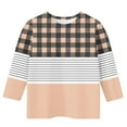 thumbnail image 4 of Toddler Kid Girl T-Shirts 3/4 Sleeve Tops Plaid Stripes Colorblock Crewneck 3-14 Years Girls Fall Spring Clothes (7 Years, Orange), 4 of 5