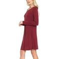 thumbnail image 2 of AULOA Women's Long Sleeve Casual Tunic Dress, Loose Relaxed T Shirt Fabric, Stylish and Fashion Forward (S, Maroon), 2 of 4