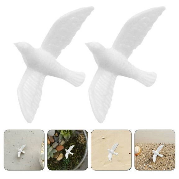 TEHAUX 14-Piece White Resin Bird Figurines Miniatures for Wedding Cake Toppers and Home Decoration