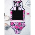 thumbnail image 5 of YONGHS Kids Girls 3pcs Tankini Swimsuits Racerback Tank Top with Bottoms Bathing Suit Pink 4, 5 of 6