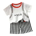 thumbnail image 1 of Ensembles de Pyjama d'Été Mignons pour Garçons et Filles, Col Rond, Manches Courtes, Motifs Imprimés, Shorts à Taille Élastique, Coton, Confortable, Deux Pièces, Vêtements d'Été Gris 3-4 Ans, 1 of 3