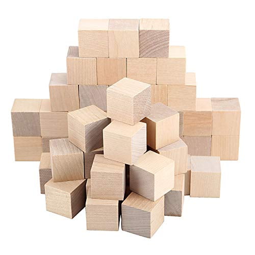 Pack of 200 Wood Unfinished Building Blocks Cubes Set Kids DIY Projects Toy 