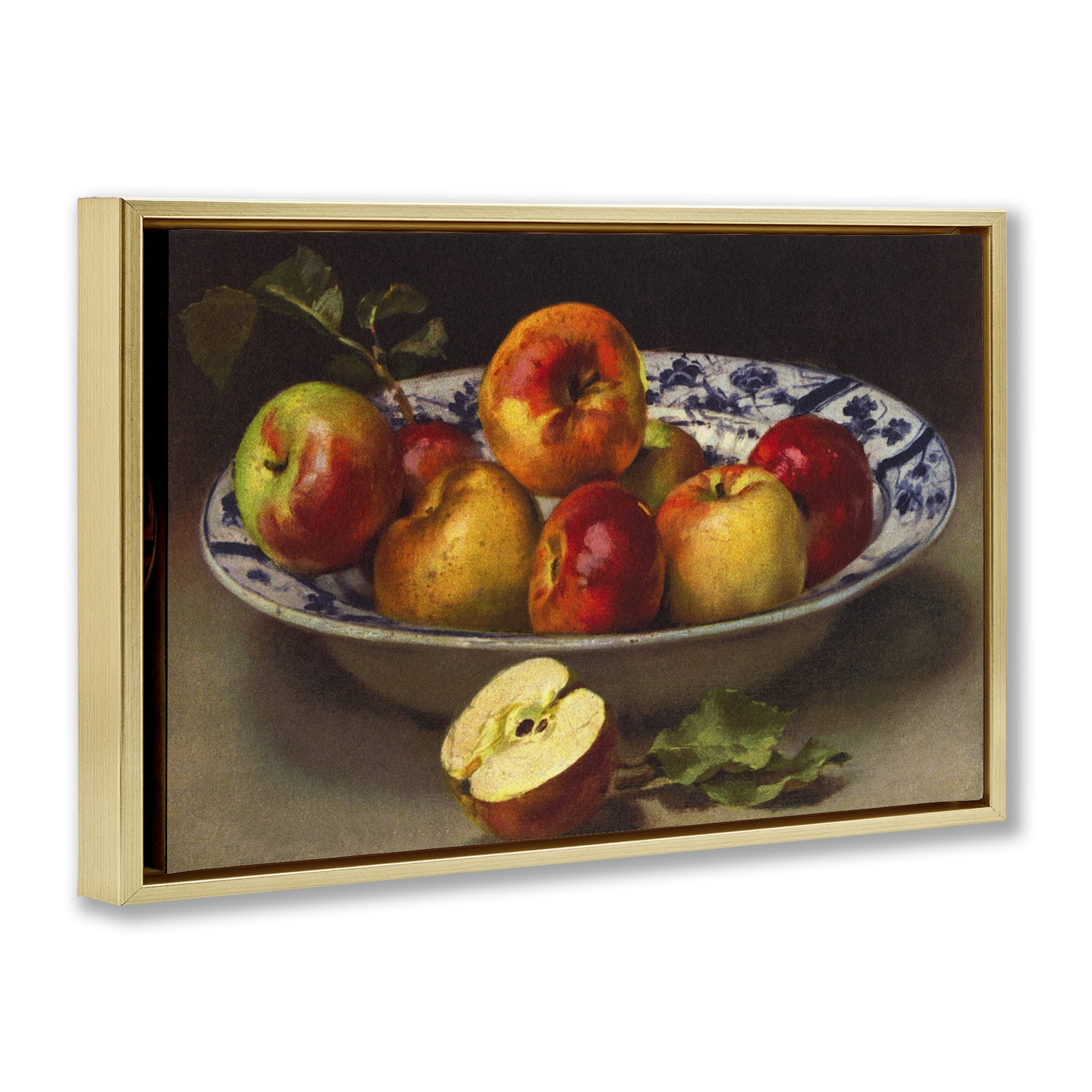 Stupell Industries Mixed Apples Still Life Food & Beverage Painting Gold Floater Framed Canvas Art Print Wall Art, 31 x 21