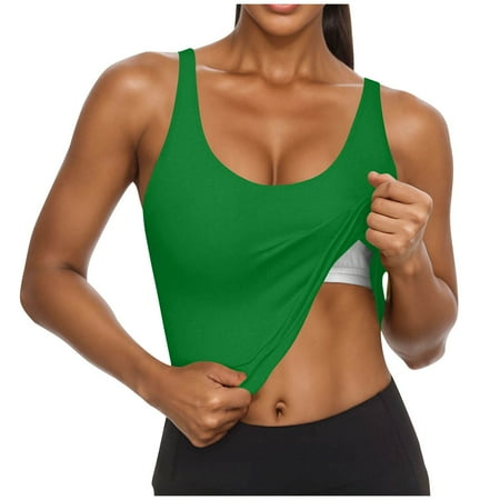 Sports Bras for Women Padded Medium Support Workout Crop Tops Built in Shelf Bra Wireless Gym Yoga Tank Top