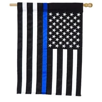 Evergreen Flag Thin Blue Line Applique House Flag - 28 x 44 Inches Outdoor Decor for Homes and Gardens