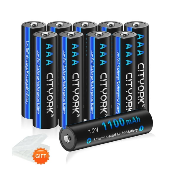 10 Pack 1.2V AAA Batteries Premium Rechargeable Batteries, High Capacity 1100mAh NiMH AAA Solar Light Battery, Pre-Charged