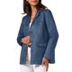 thumbnail image 4 of Chaqueta Blazer de Ante Sintético para Mujer, Vintage, Casual, con Botones, de Manga Larga y con Bolsillos, M Azul Profundo, 4 of 6