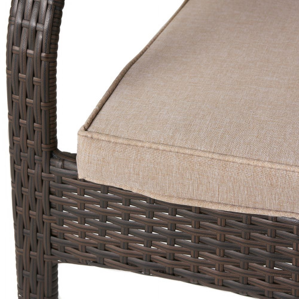 Chairs Set of 4, Outdoor Stackable Patio Dining Chairs with Cushions for Garden, Brown