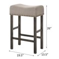 thumbnail image 6 of Tan Linen Counter Stools (Set of 2) - Weathered Gray Wood Legs - 26.5" High - Backless Kitchen Island Seating - Rustic Dining Room Furniture, 6 of 6