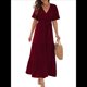 thumbnail image 2 of Vestido Bohemio de Lunares para Mujer, de Verano, con Cuello en V, Corta, y Fluido, para Invitada A una Boda en la Iglesia Rojo Carmesí L, 2 of 8