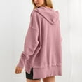 thumbnail image 5 of Women's Oversized Hooded Sweatshirt, V-Neck Button-Up Long Sleeve with Side Slits, 5 of 9