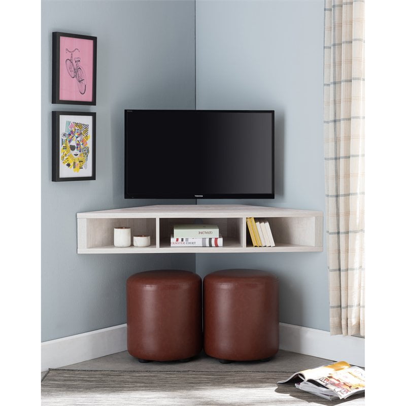Furniture of America Dunn Corner Wood Floating 42" TV Stand in White