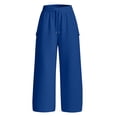 thumbnail image 4 of Inverlee Women's Drawstring Elastic High Waist Mini Side Cargo Pocket Wide Leg Sweatpants Oversized Baggy Casual Pants Blue (S-XXXL), 4 of 8