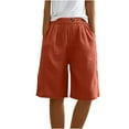 thumbnail image 6 of Aobny Orange Fashion Women's Shorts Pockets Bermuda Shorts High Waisted Knee Length Cotton Linen Spring Pants,XXL, 6 of 7