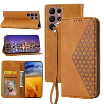 Feishell Compatible with Samsung Galaxy S22 Ultra 5G Slim Wallet Case with ID Credit Card Slots & Wrist Strap,Shockproof PU Leather Magnetic Closure Folio Flip Kickstand Protective Phone Cover,Yellow