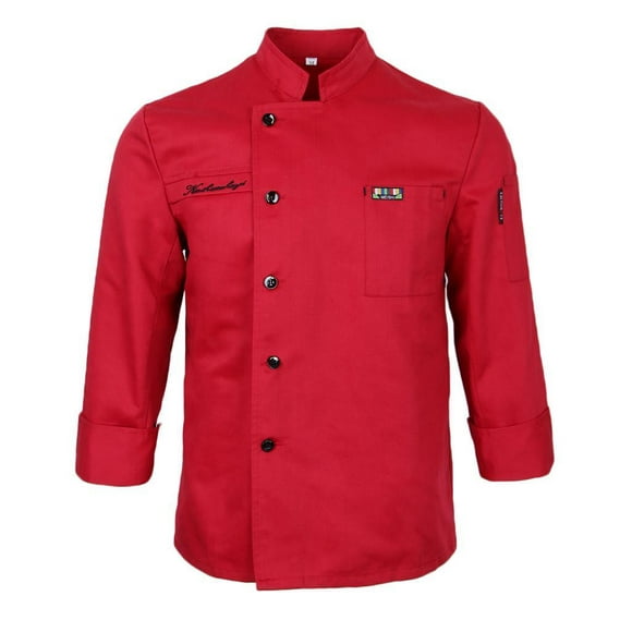 Thinsony Manteau de Veste de Chef Uniforme à Manches Longues Hôtel Cuisine Cuisinier Vêtements Rouge XL