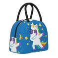 thumbnail image 2 of Vsdgher Insulated Lunch Bag Simple Bento Cooler Bag Lunch Tote Bag , Suitable for picnics, school, work (Cool Unicorn Star Golden Print ), 2 of 5