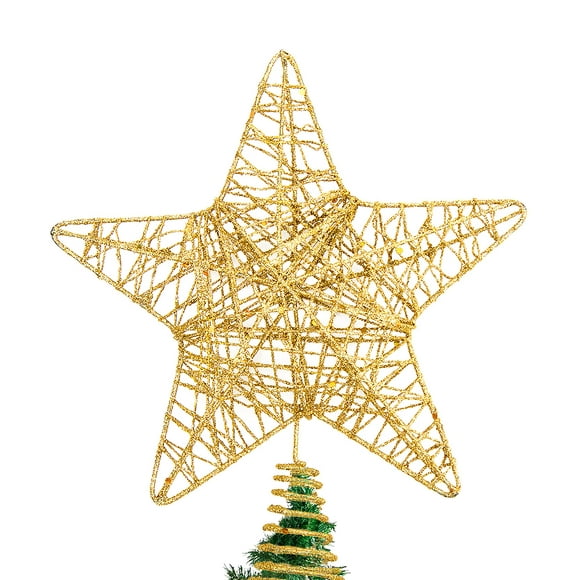 Decoración con forma de estrella DERAYEE para árbol de Navidad 30 cm color dorado