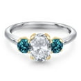 thumbnail image 3 of Gem Stone King 925 Silver and 10K Yellow Gold White Topaz and London Blue Topaz Engagement Ring for Women | 2.16 Cttw | Oval 8X6MM | Gemstone November Birthstone | Size 9, 3 of 6