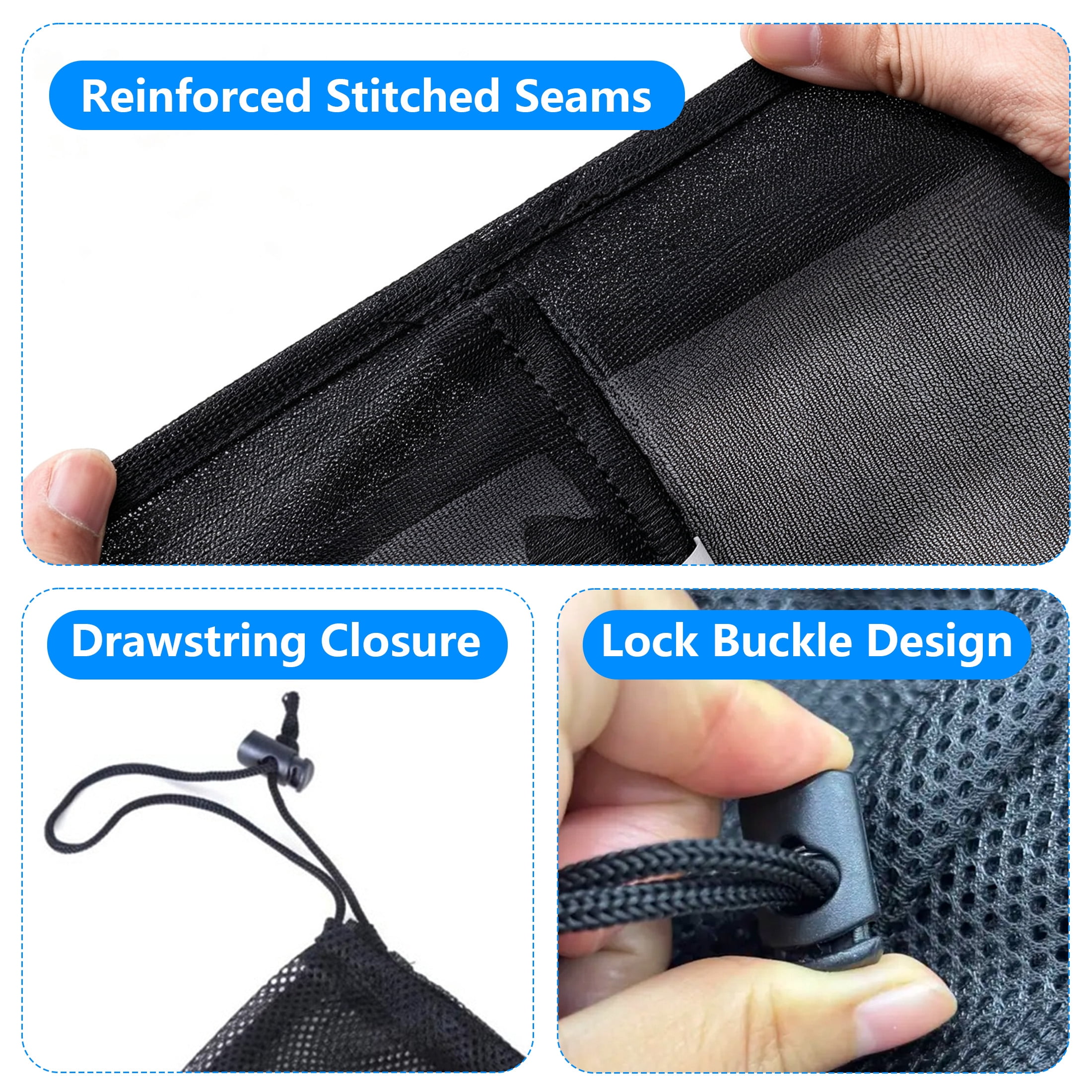 GARITIN 2 Pack Large Mesh Laundry Bags with Drawstring Lock, Heavy Duty Breathable Net Laundry Bag, Reinforced Stitching Wash Bag for Bedding, Towels, Clothes, Travel, Dorm